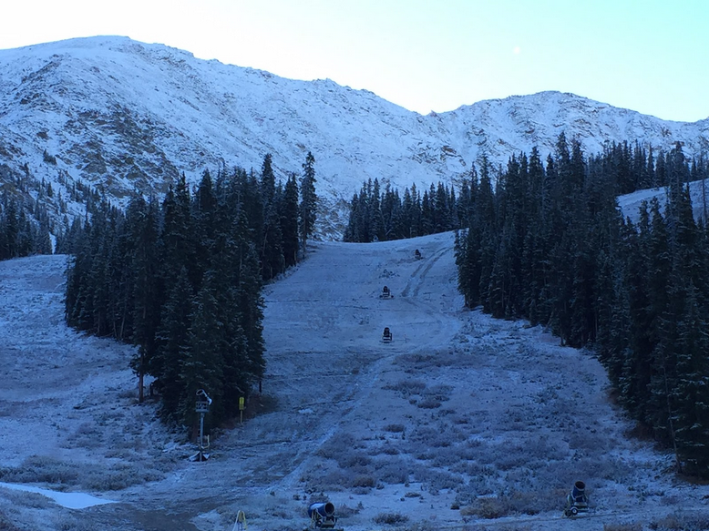 A dusting of snow at A-Basin, CO three days ago on Oct. 7th, 2015. photo: arapahoe basin.