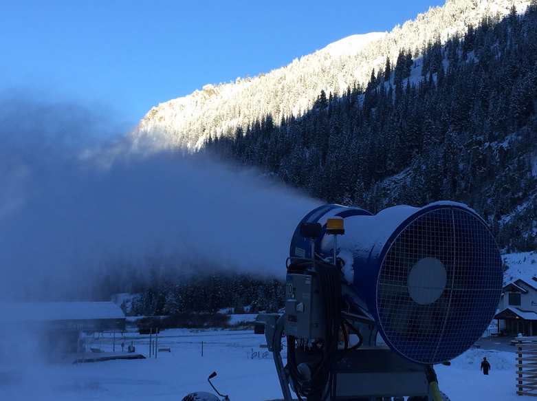 Arapahoe Basin, CO snowmaking this morning. photo: a-basin