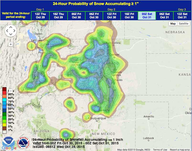 Widespread snow forecast for CO this week.