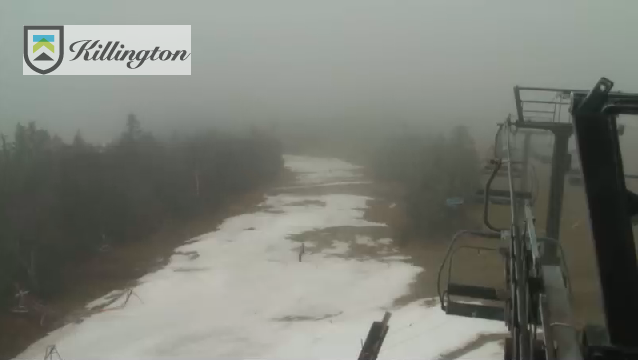Killington, VT looking washed out and rainy today at 11am. This is the run that was open last weekend.
