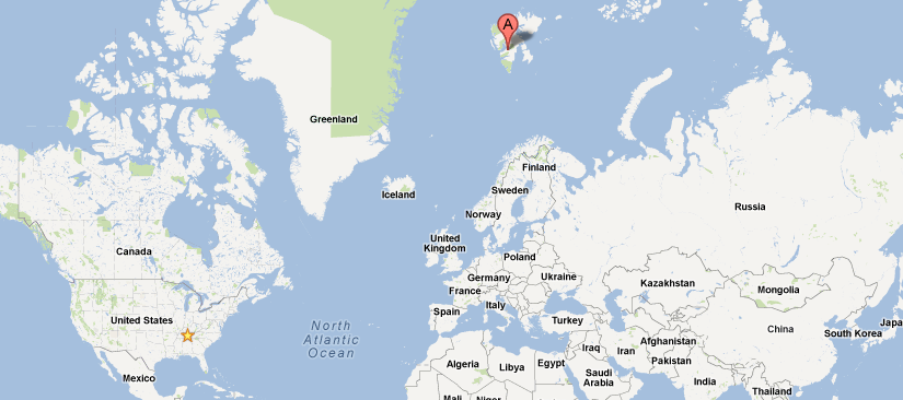 Map of Svalbard. Yeah, it's way out there.