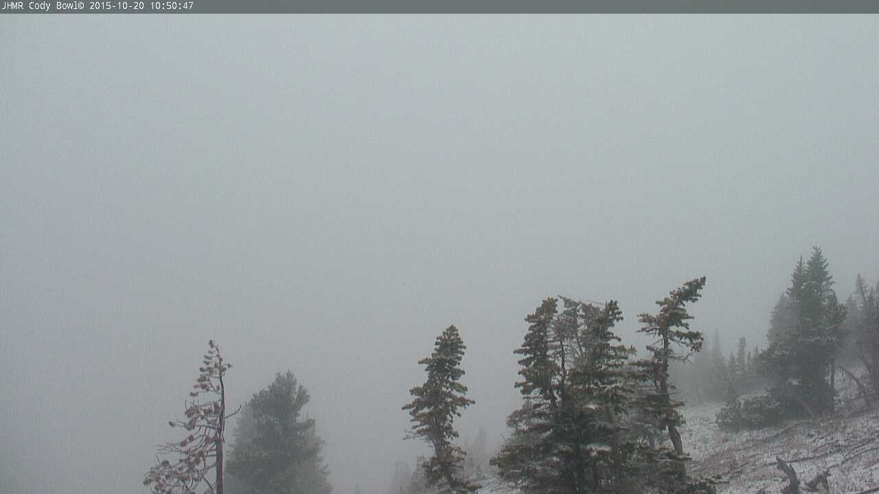 A dusting of snow at the top of the tram at Jackson Hole today. photo from 10am today.
