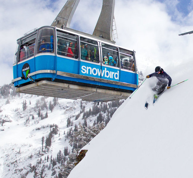Showing off for the tram at Snowbird, UT.