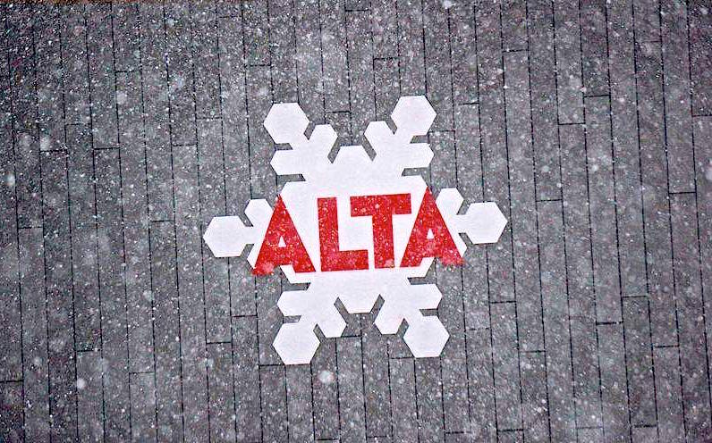 Stock photo of snow and the Alta sign. photo: alta
