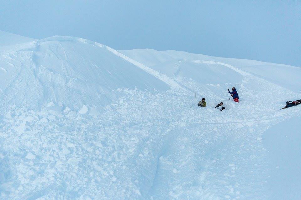 Avalanche that fully buried a snowmobiler in the Eastern Alaska Range, AK yesterday. photo: Eastern Alaska Range Avalanche Cetner
