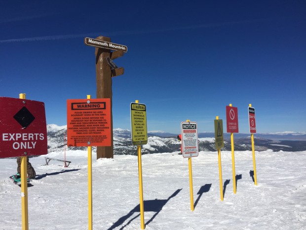 All of the Ski Patrol warning signs were up at the top of the mountain and Cornice Bowl is truly expert level skiers only, but Road Runner presents a much more mellow way down from the top of the mountain. 