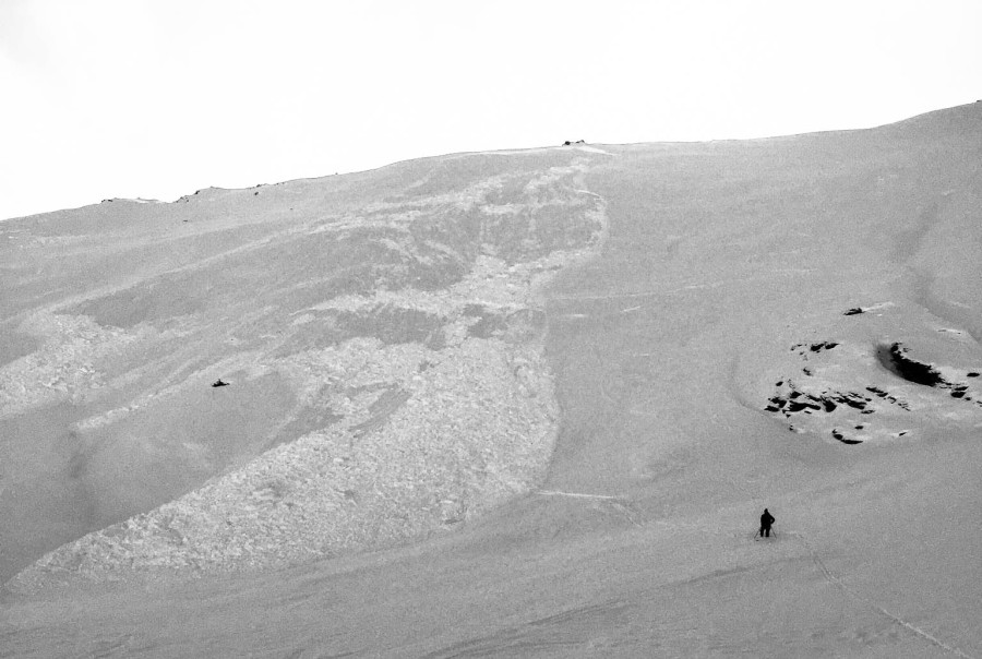 Photo of the avalanche that partially buried a skier yesterday on Hatch Peak off Hatcher Pass, Alaska.