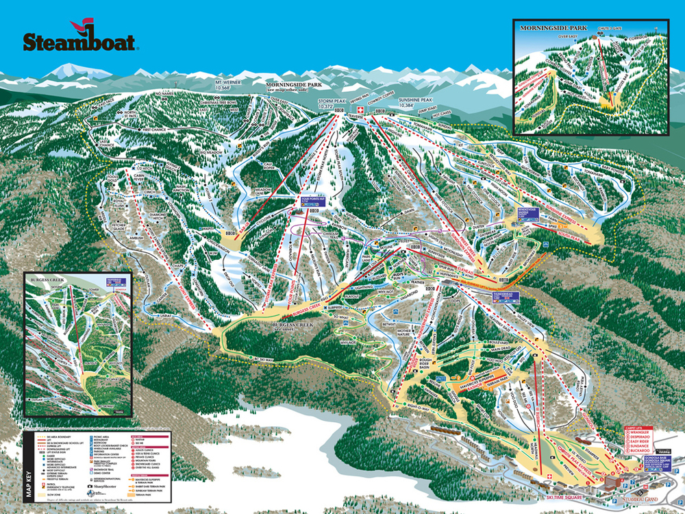 Steamboat ski resort, CO trail map.