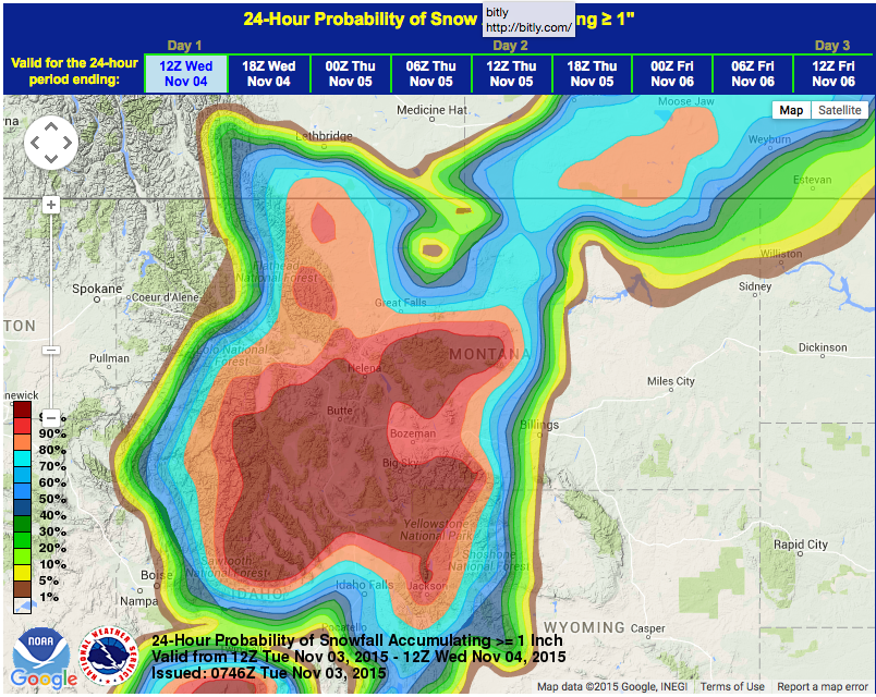 Snowfall probability looking GOOD for Montana today. 