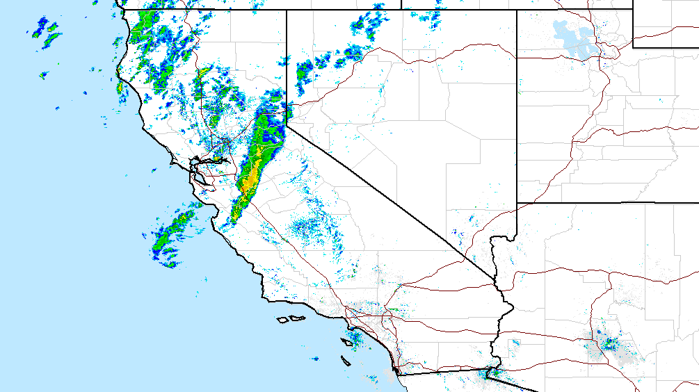 Current radar image of the precipitation in California at 4:30pm.