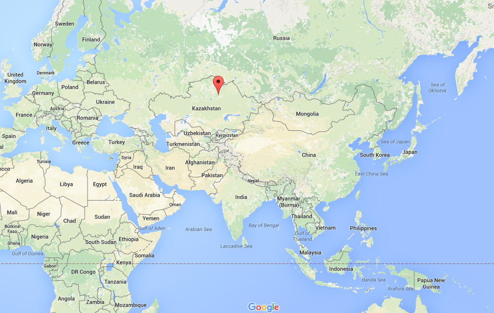 Map showing location of Astana, Kazakhstan