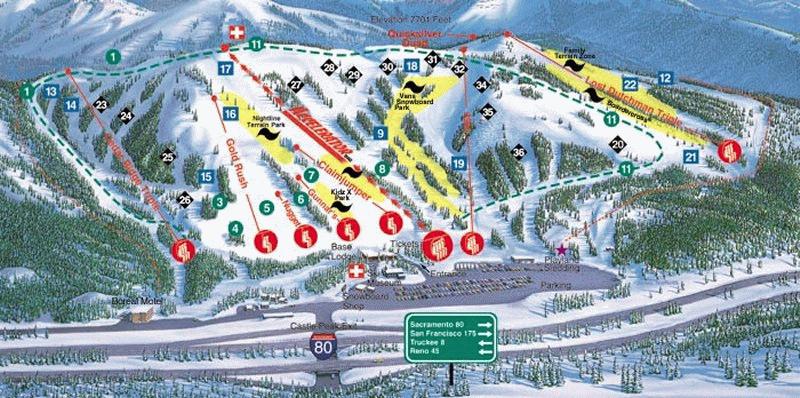 Boreal Ski Resort trail map