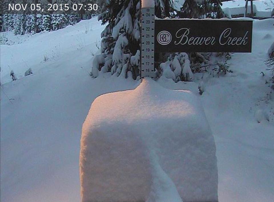 14" of fresh snow at Beaver Creek, CO this morning.