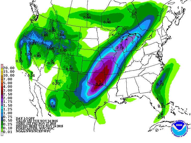 3-day liquid precipitation forecast calling for 1.6" of liquid which at 20:1 snow ratios that NOAA is forecasting would translate to over 30" of snow...