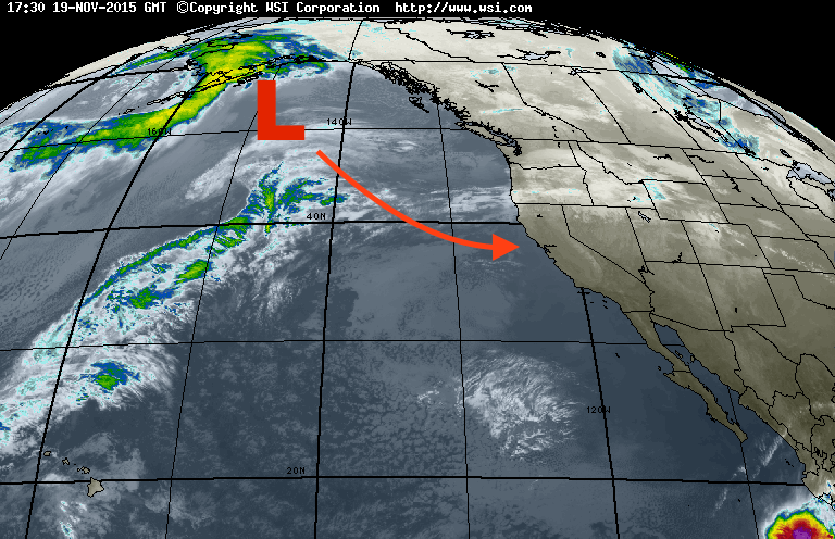  This Gulf of Alaska storm is forecast to slide down and slam into California on Mon-Thurs next week.