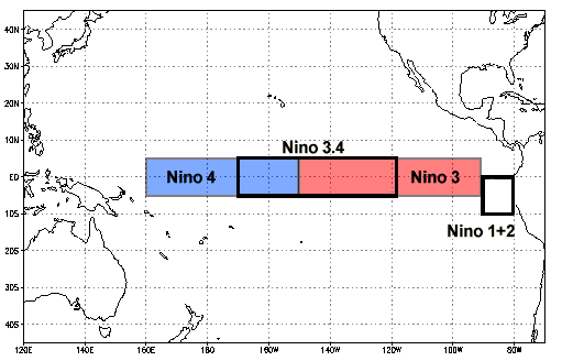 Map of the 4 El Nino zones