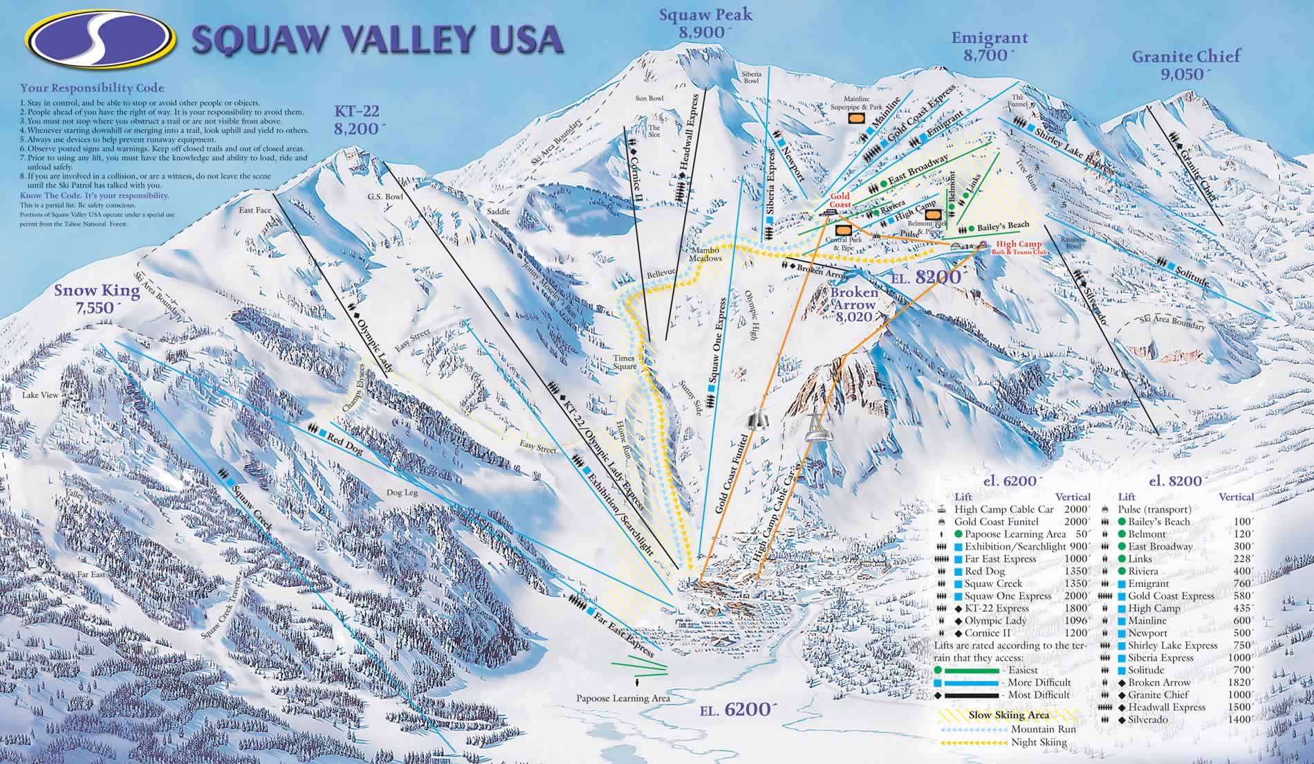 Squaw Valley, USA trail map