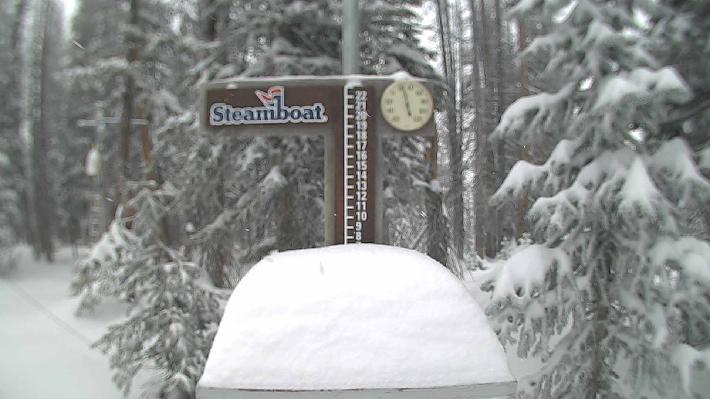 Steamboat, CO this morning with 8" of new snow.