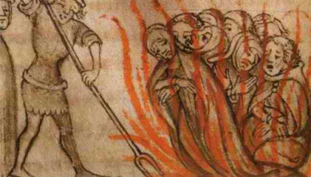 Knights of the Templar being burned at the stake by the French, Friday the 13th