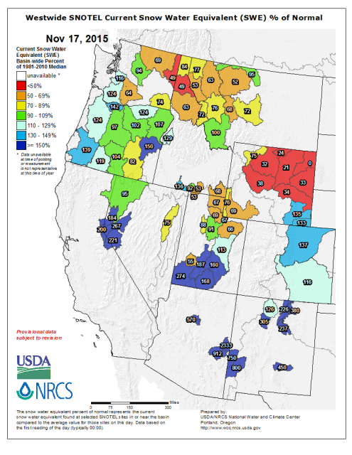 Current snowpack in OR is right on track at 97% of average today.