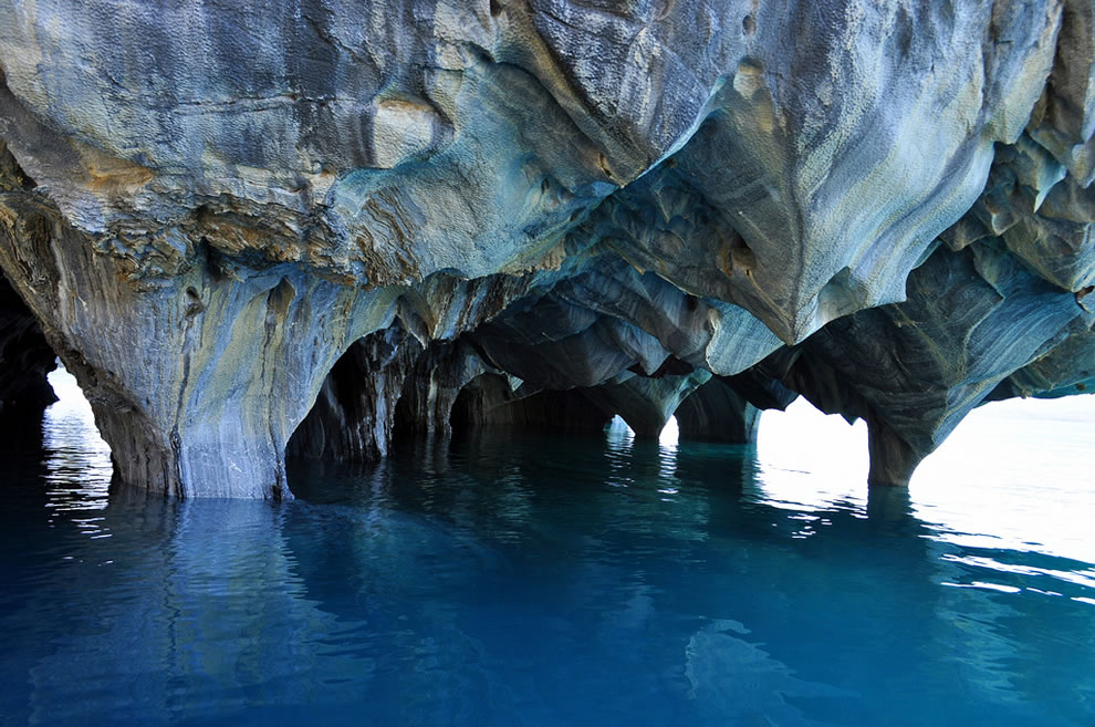 The Marble Cathedral in Lake General Carrera. 