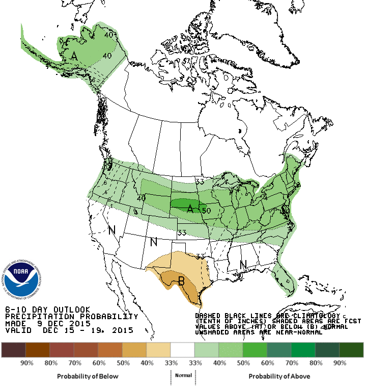 1 Week precipitation forecast looking good for Wyoming. image: noaa, today