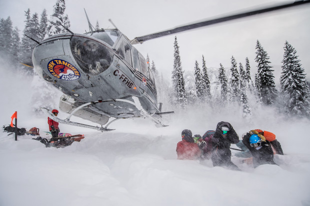 Waiting for the chopper to depart-so we can ski in peace. Thanks to Alain Sleigher Photography
