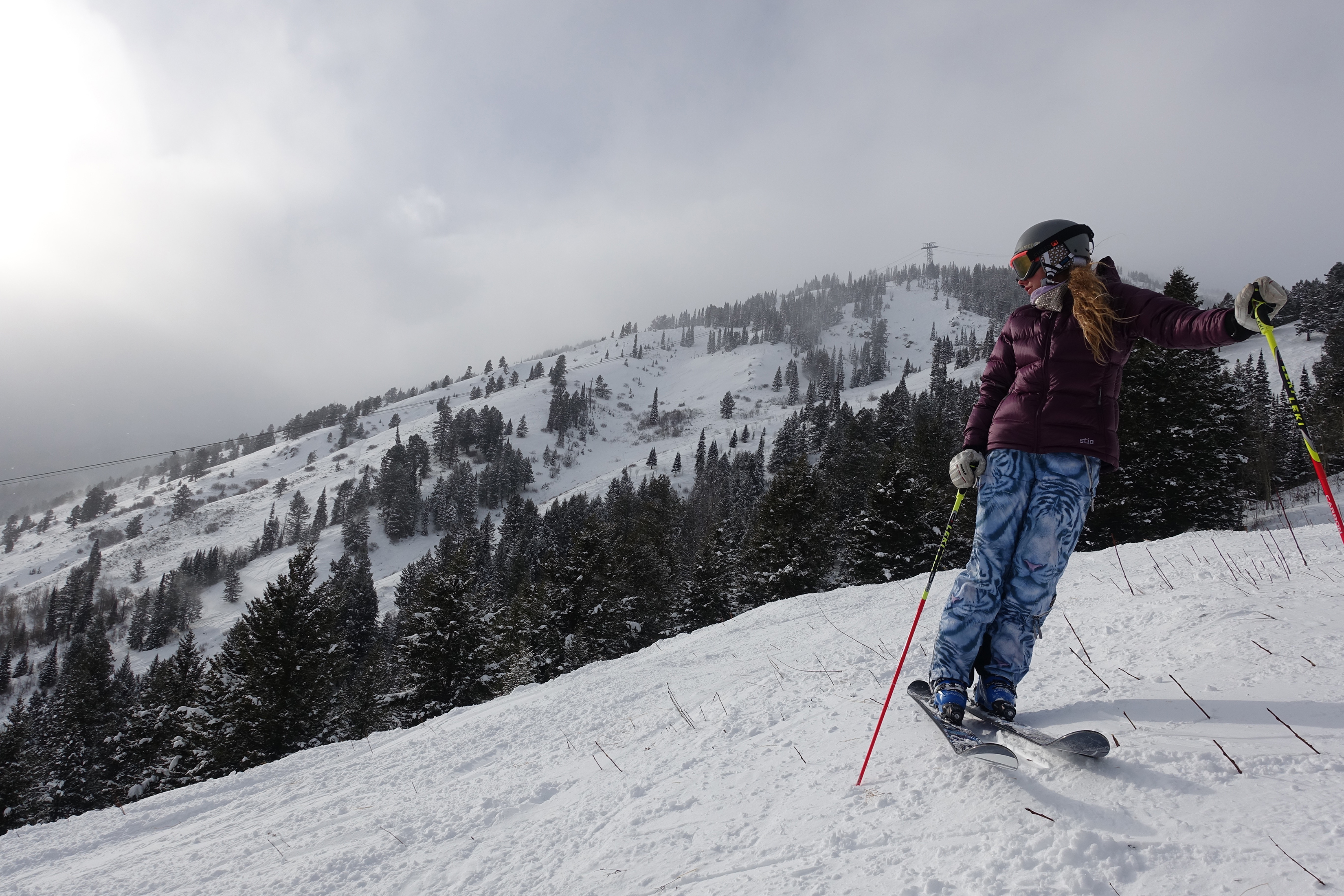 U.S. Ski Team member Resi Stiegler taking in the view on the lower mountain.