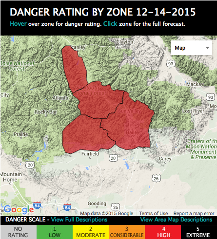 Avalanche Danger in Sun Valley area rated as "HIGH" yesterday. image: sac