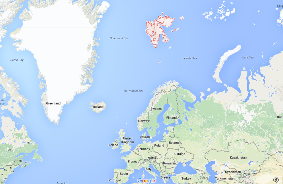 Map showing Svalbard location, highlighted in red.