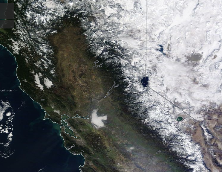 NASA satellite image of CA snowpack today.