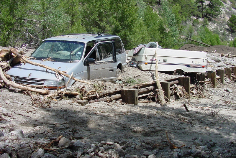 Flooding and debris flows can occur quickly and trap or kill unsuspecting victims in their path. (Credit: NOAA)
