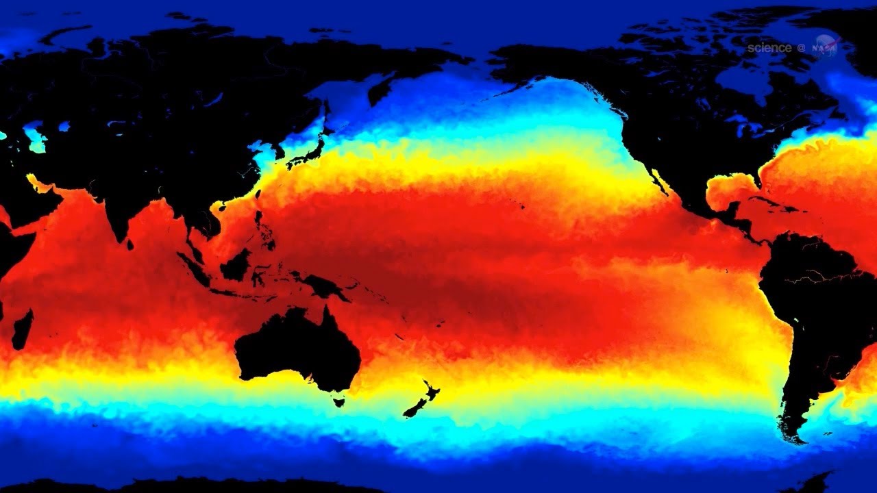 Ocean temperature false color representation.