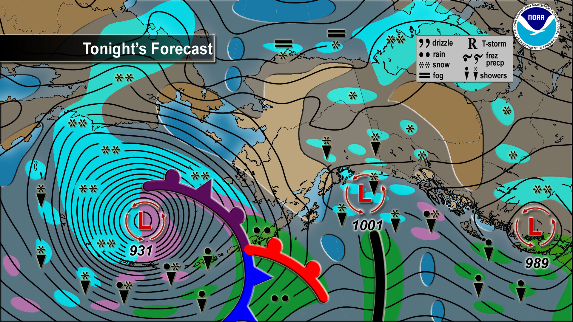 NOAA's "TV Forecast" for AK today. image: noaa, today