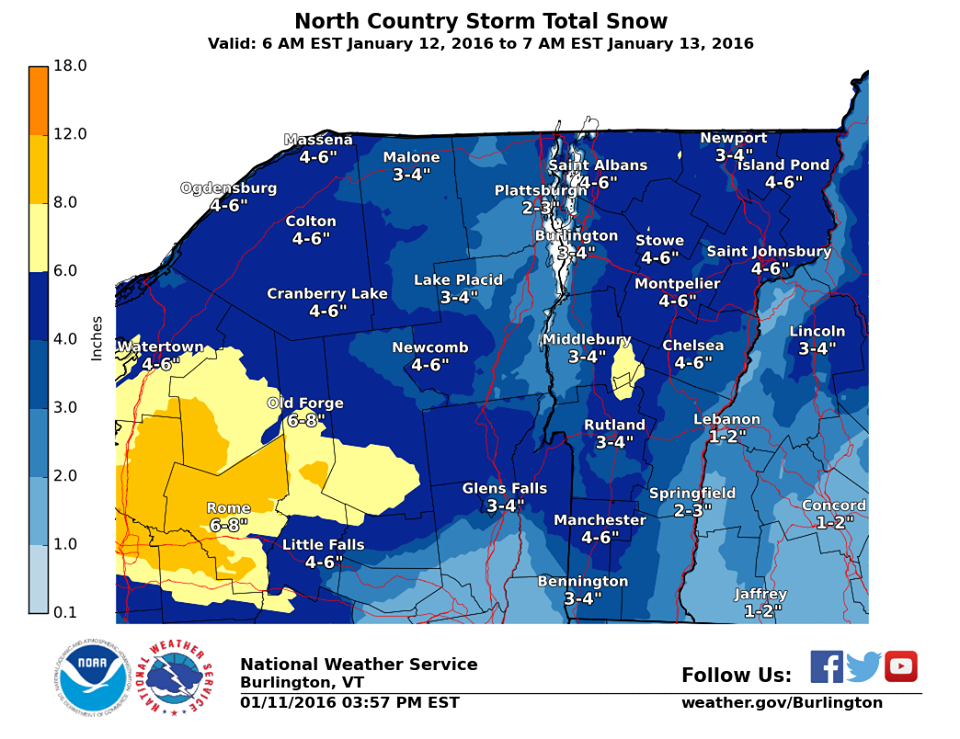 Snowfall forecast map. image: noaa, yesterday