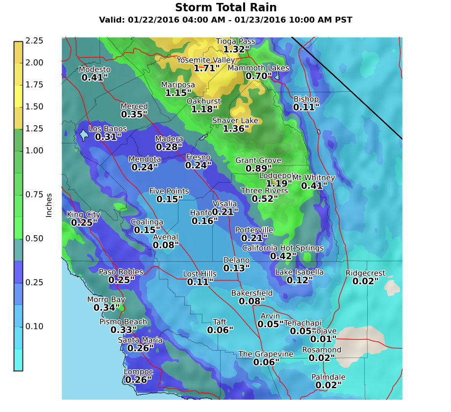 Southern Sierra precip forecast. image: noaa, today