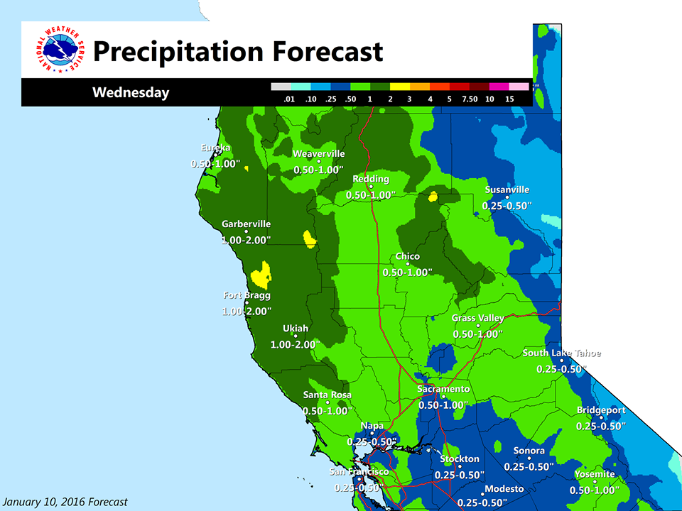 Liquid precip forecast map showing about 1" in Tahoe whi