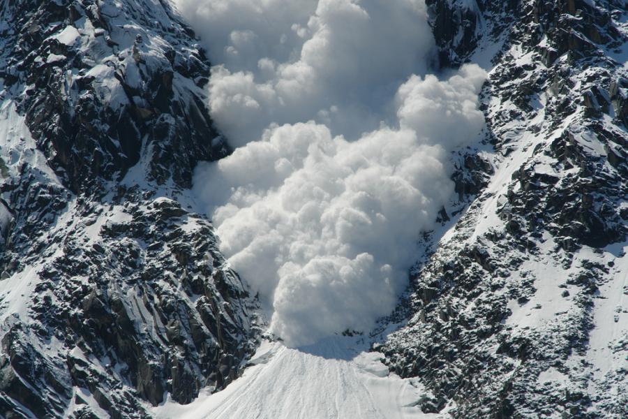 stock photo of an avalanche in Chmonix, France.