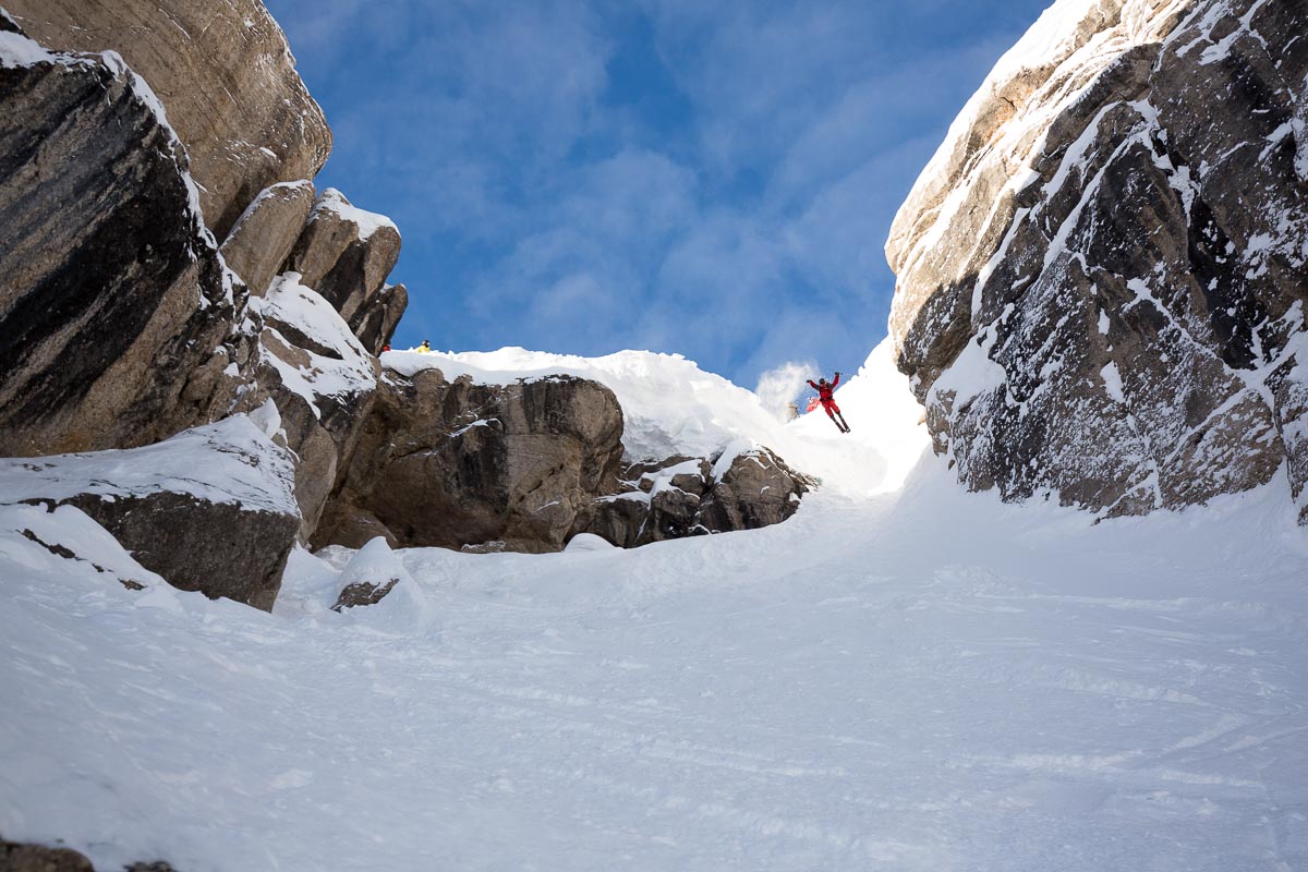 Andrew Whiteford in Corbet's Couloir today.  photo:  jackson hole