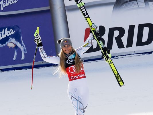 Lindsey Vonn after winning the Super G in Cortina, Italy today. photo: getty images