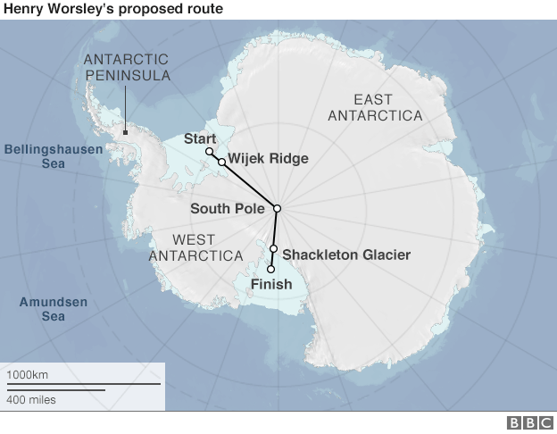 Henry Worsley planned route.