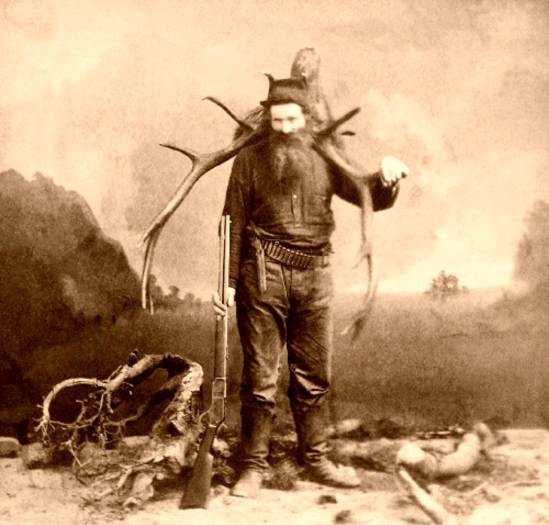 French trapper from the 19th century bringing home the goods. 
