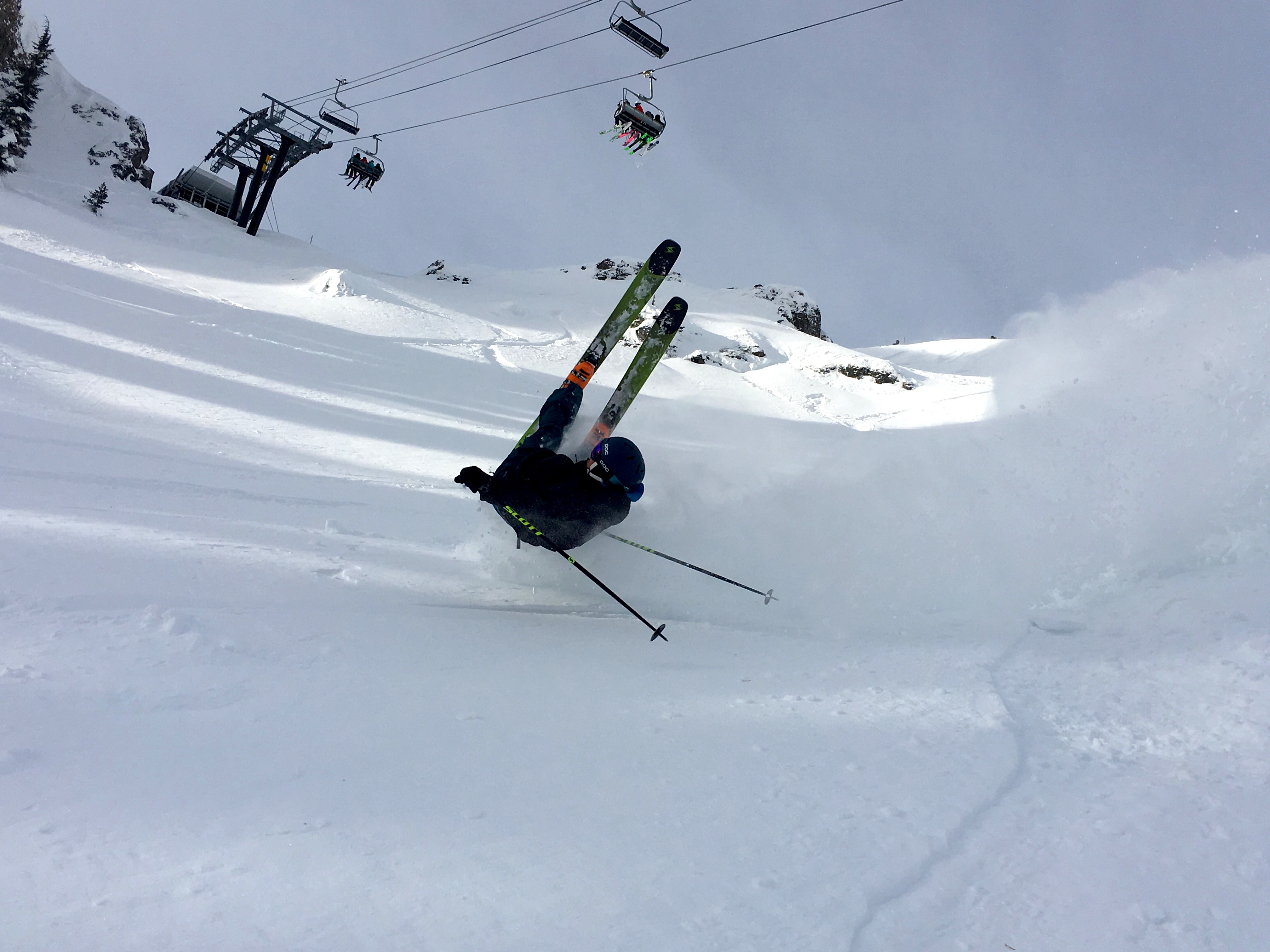 Showing off under the chair on KT-22 yesterday. photo: snowbrains
