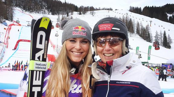 Lindsey Vonn (Vail, CO) and Austria’s Annemarie Moser-Proell are all smiles after Vonn tied Moser-Proell’s World Cup downhill victory record with win number 36 in a two-run Audi FIS World Cup sprint downhill Saturday.