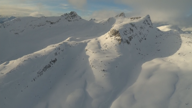 Area photo of mountains near the avalanche in McBride. photo taken yesterday by CBC.