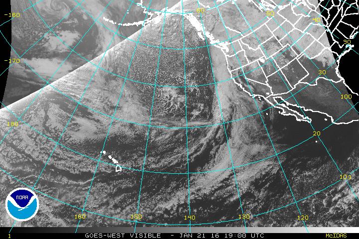 Visible satellite image showing storm hitting CA today. 