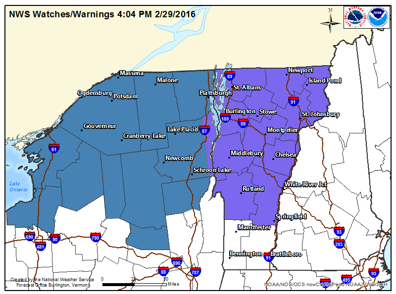 BLUE = Winter Storm Warning. PURPLE = Winter Weather Advisory. image: noaa, today