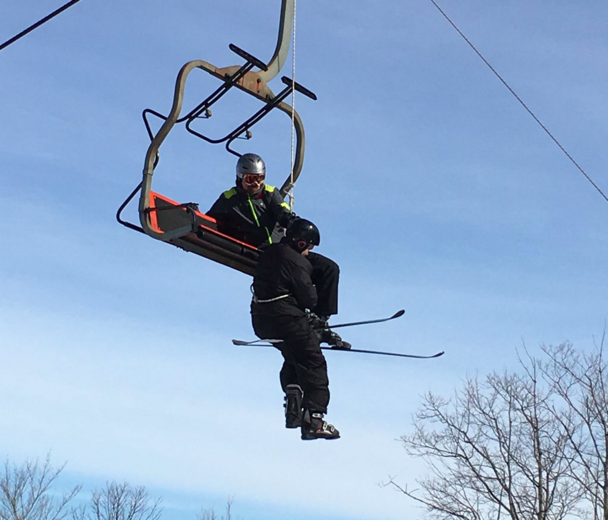 Skiers being rescued from broken lift at Timberline, WV yesterday.  photo:  Gary Madison