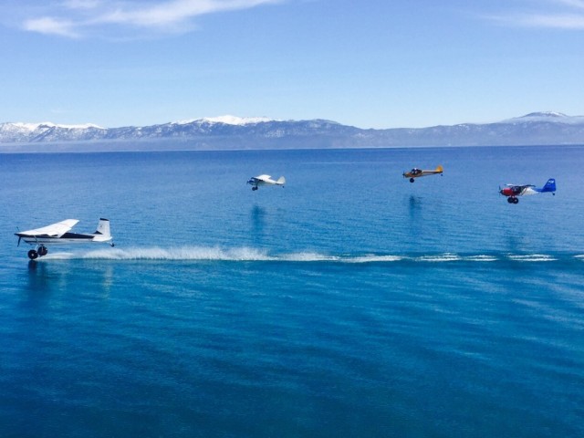 Plane skiing Lake Tahoe, CA. photo: Kevin Sloane