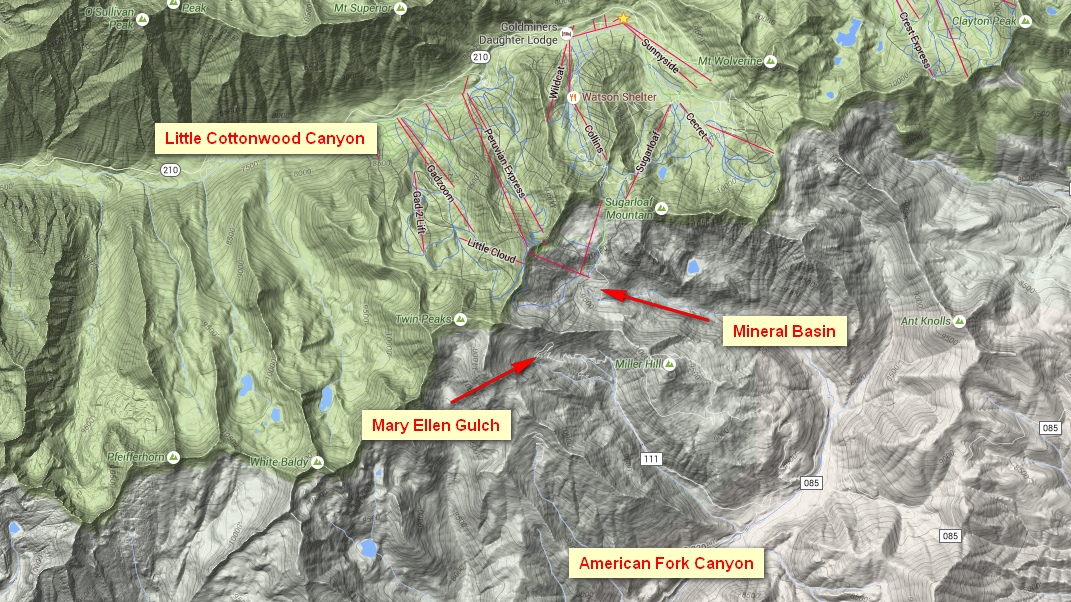 the proposed expansion area into Mary Ellen Gulch